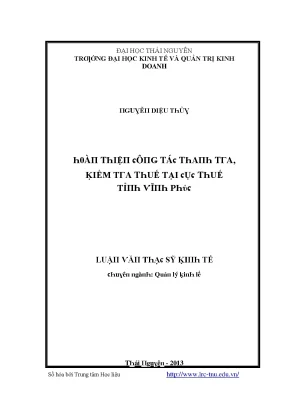Cải thiện công tác thanh tra thuế tại Vĩnh Phúc