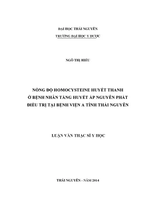 Nồng Độ Homocysteine Huyết Thanh Ở Bệnh Nhân Tăng Huyết