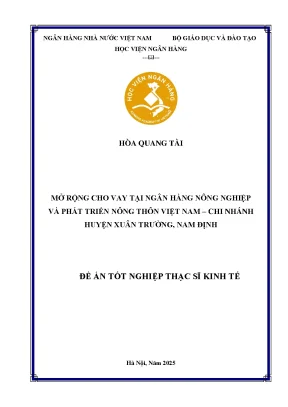 Mở Rộng Cho Vay Tại Ngân Hàng Nông Nghiệp Việt Nam: Đề