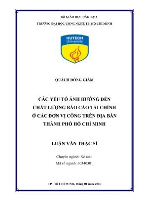 Các Yếu Tố Ảnh Hưởng Đến Chất Lượng Báo Cáo Tài Chính