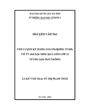 Kỹ Năng Giải Phương Trình Vô Tỷ Cho Học Sinh Khá Giỏi Lớp 12