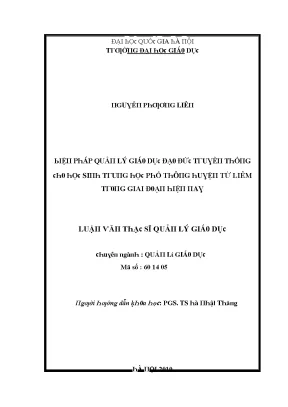 Quản lý giáo dục đạo đức truyền thống cho học sinh trung