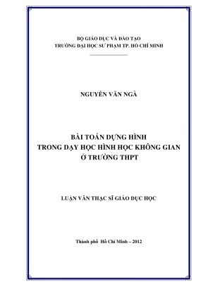 Nghiên Cứu Bài Toán Dựng Hình Trong Dạy Học Hình Học 