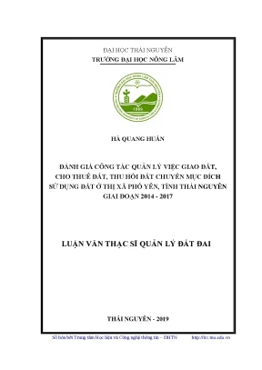 Đánh Giá Quản Lý Đất Đai Tại Thị Xã Phổ Yên Giai Đoạn