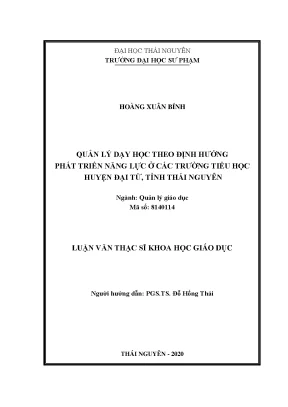 Quản Lý Dạy Học Phát Triển Năng Lực Tại Trường Tiểu Học