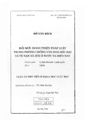 Đổi mới pháp luật trong phòng chống văn hóa độc hại và 