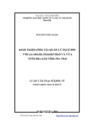 Cải thiện quản lý thuế cho doanh nghiệp nhỏ và vừa tại