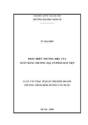 Phát Triển Thương Hiệu Ngân Hàng Thương Mại Cổ Phần Bản
