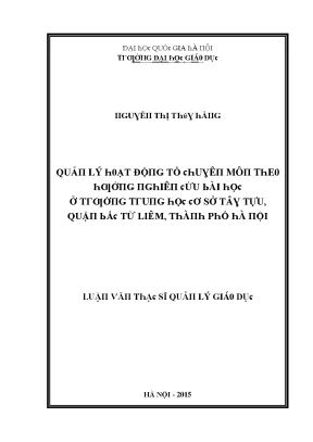 Quản Lý Hoạt Động Tổ Chuyên Môn Theo Hướng Nghiên Cứu