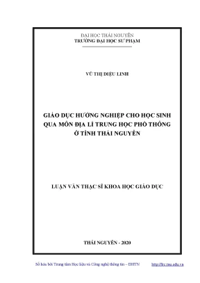 Giáo Dục Hướng Nghiệp Qua Môn Địa Lí Cho Học Sinh Trung
