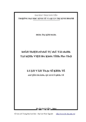 Cải thiện cơ chế tự chủ tài chính tại bệnh viện đa khoa