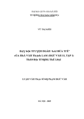 Nghiên Cứu Về Tác Phẩm "Hai Đứa Trẻ" Của Thạch Lam