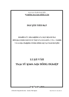 Nghiên cứu mật độ bãi thải và hiệu quả sản xuất thịt tại