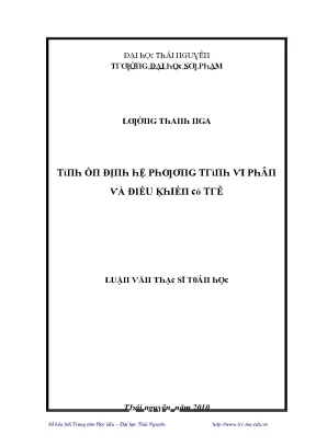 Tính ổn định hệ phương trình vi phân và điều khiển có trễ