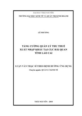 Tăng Cường Quản Lý Thu Thuế Xuất Nhập Khẩu Tại Cục Hải