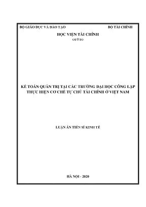 Kế Toán Quản Trị Tại Các Trường Đại Học Công Lập Tự Chủ