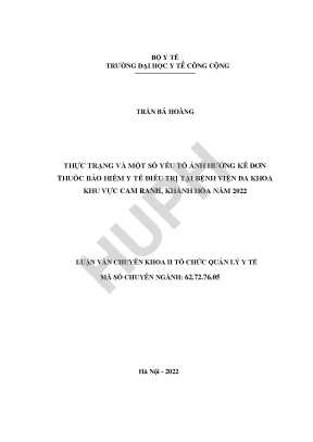 Thực Trạng Kê Đơn Thuốc Bảo Hiểm Y Tế Tại Bệnh Viện Đa 