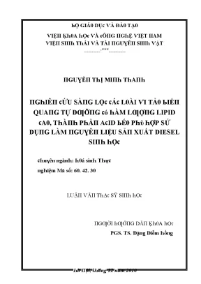 Nghiên cứu về chất lượng và ứng dụng của biodiesel tại