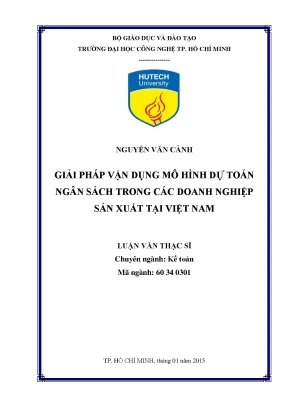 Giải Pháp Vận Dụng Mô Hình Dự Toán Ngân Sách Trong Doanh
