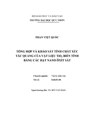 Nghiên Cứu Tính Chất Xúc Tác Quang Của Vật Liệu TiO2