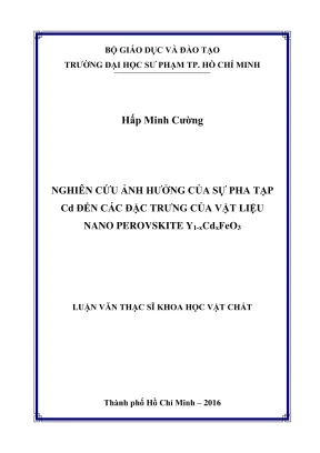 Nghiên Cứu Ảnh Hưởng Của Sự Pha Tạp Cd Đến Đặc Trưng Vật