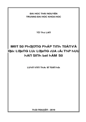 Nghiên cứu về Phương pháp Tính Toán và Ứng dụng trong 