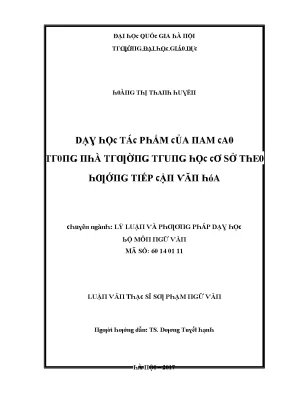 Dạy Học Tác Phẩm Nam Cao Trong Trường Trung Học Cơ Sở