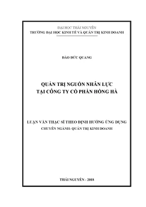 Quản Trị Nguồn Nhân Lực Tại Công Ty Cổ Phần Hồng Hà: