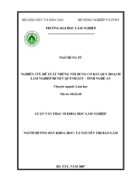 Nghiên cứu quy hoạch lâm nghiệp huyện Quỳnh Lưu, tỉnh