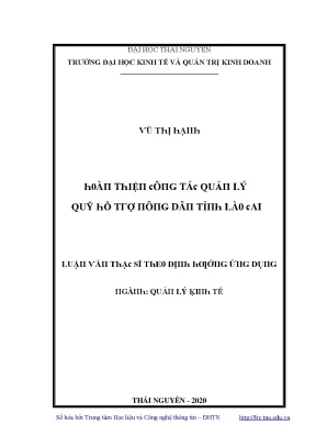 Quản lý quỹ hỗ trợ nông dân tại Thái Nguyên
