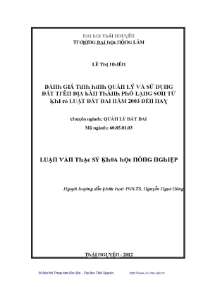 Quản lý đất đai và sử dụng đất tại Thái Nguyên