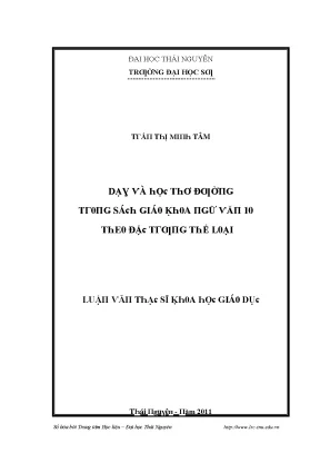 Dạy Học Thơ Đường Trong Sách Giáo Khoa Ngữ Văn 10