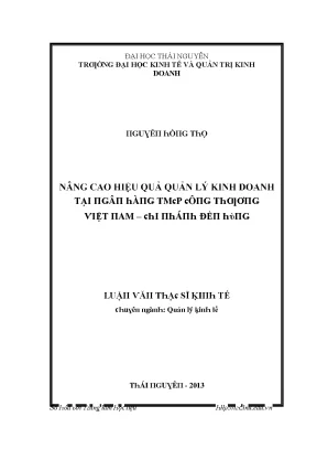 Nâng cao hiệu quả quản lý kinh doanh tại ngân hàng 