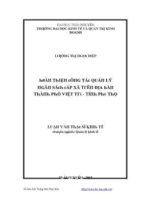 Cải thiện quản lý ngân sách cấp xã tại thành phố Việt