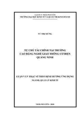 Tự Chủ Tài Chính Tại Trường Cao Đẳng Nghề Giao Thông Cơ