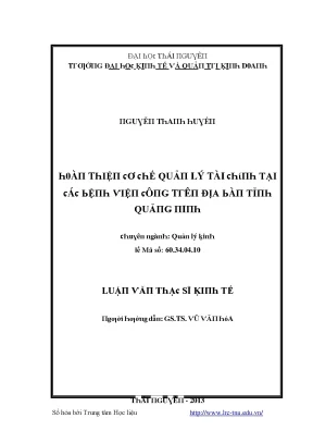 Quản lý tài chính tại Đại học Thái Nguyên