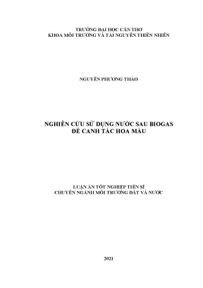 Nghiên Cứu Sử Dụng Nước Sau Biogas Trong Canh Tác Hoa Màu