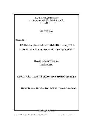 Đánh Giá Khả Năng Thích Ứng Của Một Số Tổ Hợp Lúa Lai F1 Mới