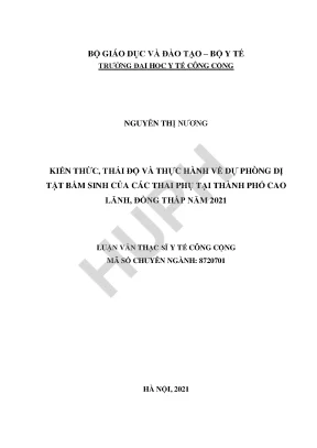 Nâng Cao Kiến Thức và Thực Hành Dự Phòng Dị Tật Bẩm Sinh 