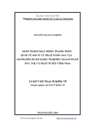 Hoàn thiện hoạt động thanh toán quốc tế tại ngân hàng