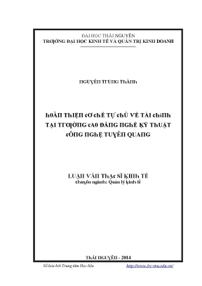 Cải tiến cơ chế tự chủ tài chính tại trường cao đẳng