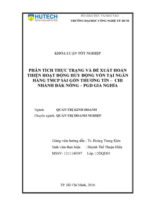 Phân Tích Hoạt Động Huy Động Vốn Tại Ngân Hàng TMCP Sài