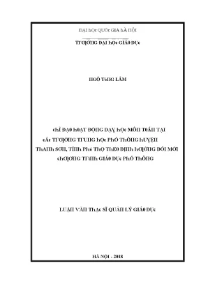 Đổi mới dạy học môn Toán tại THPT huyện Thanh Sơn, Phú Thọ