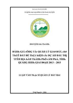 Quản lý đất đai và hiệu quả sử dụng đất tại Thái Nguyên