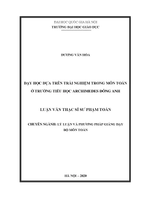 Dạy Học Dựa Trên Trải Nghiệm Trong Môn Toán Ở Trường
