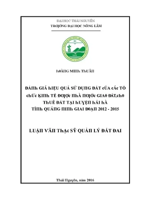 Hiệu Quả Sử Dụng Đất Tại Thái Nguyên: Nghiên Cứu Từ 2012