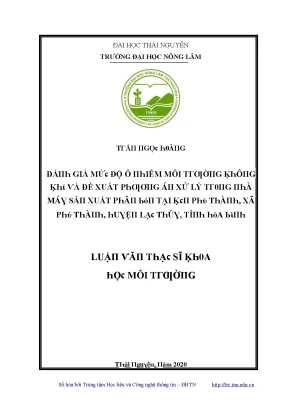 Đề Xuất Giải Pháp Xử Lý Ô Nhiễm Môi Trường Tại Thái Nguyên