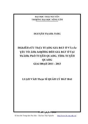 Phân Tích Giá Đất Tại Thành Phố Tuyên Quang Giai Đoạn