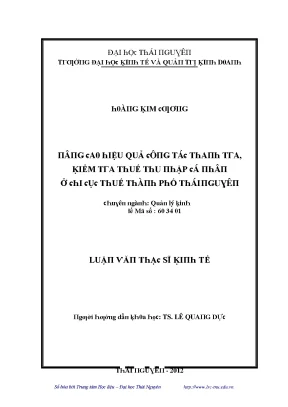 Hiệu Quả Kiểm Tra Thuế Tại Thái Nguyên