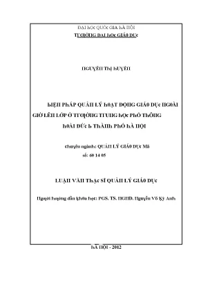 Quản lý dạy học sinh học tích hợp tại trường THPT Chuyên